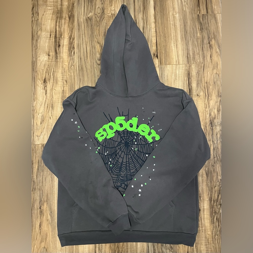 Sp5der Wait Web Hoodie Slate Grey